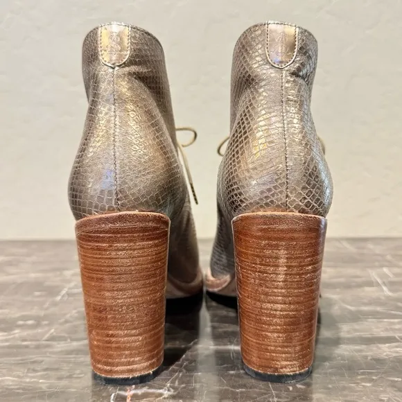 The Office of Angela Scott Metallic Snake Embossed Ankle Boots