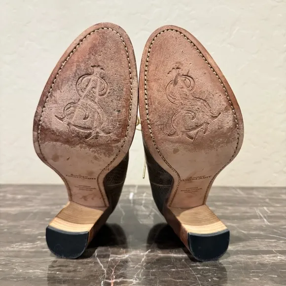 The Office of Angela Scott Metallic Snake Embossed Ankle Boots