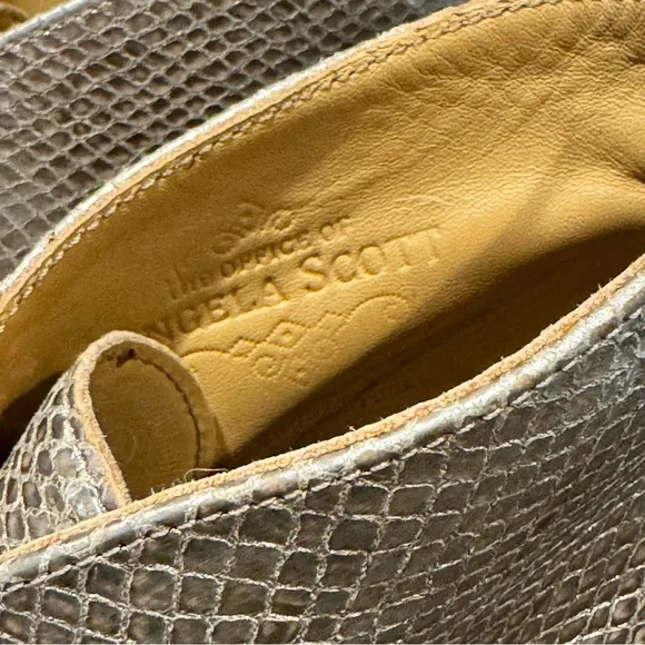 The Office of Angela Scott Metallic Snake Embossed Ankle Boots