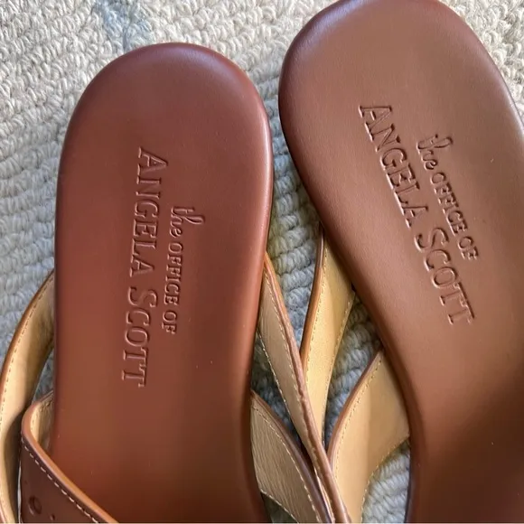 The Office Of Angela Scott Ms. Alice Calfskin Flat Thong Sandals Size 7