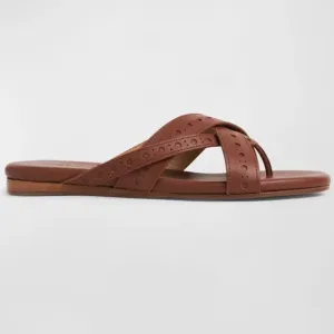 The Office Of Angela Scott Ms. Alice Calfskin Flat Thong Sandals Size 7