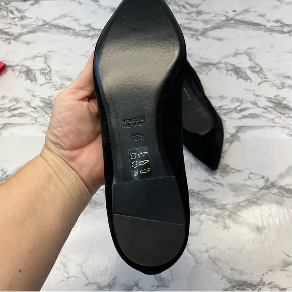 Theyskens’ Theory Black Suede Pointy Toe Designer Leather Flats Size 8 NWOT $325