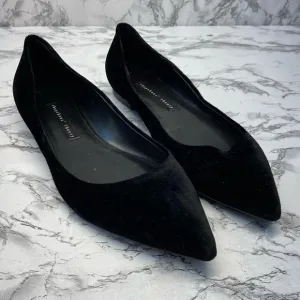 Theyskens’ Theory Black Suede Pointy Toe Designer Leather Flats Size 8 NWOT $325