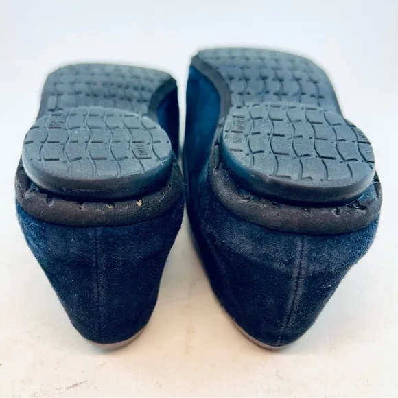 Thierry Rabotin Gabriella 1533 Blue Suede Silver Piping Smoking Flats 37.5 US 7