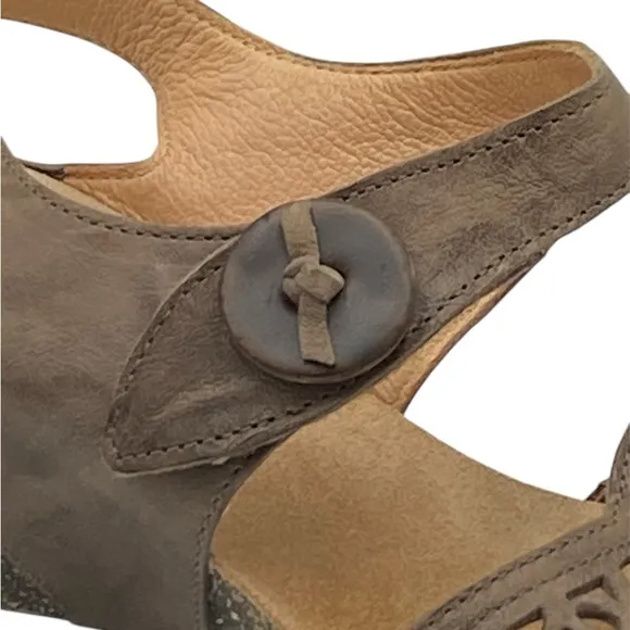 Think! Zilli Wedge Taupe Women's Brown Leather Sandals NWOB EU42/US11