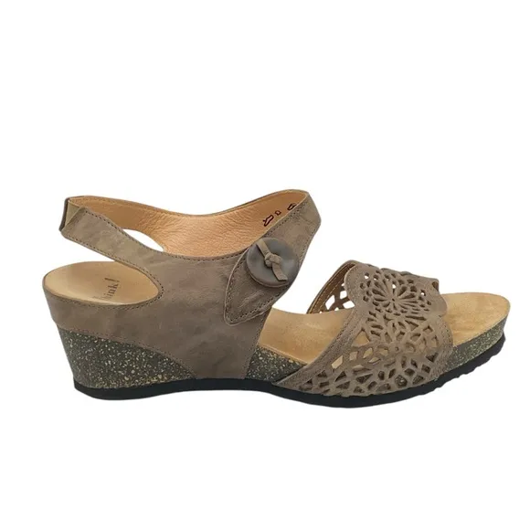 Think! Zilli Wedge Taupe Women's Brown Leather Sandals NWOB EU42/US11