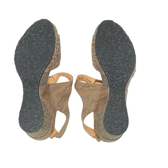 Think! Zilli Wedge Taupe Women's Brown Leather Sandals NWOB EU42/US11