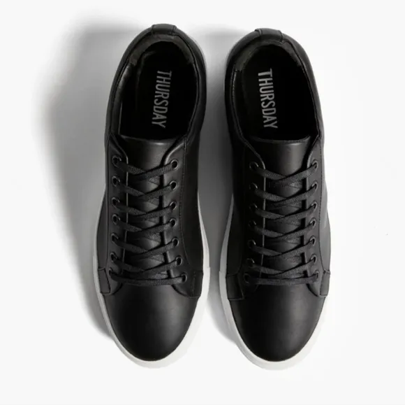 Thursday Everyday Premier Low Top BLACK Leather Sneakers Womens Size US 6.5