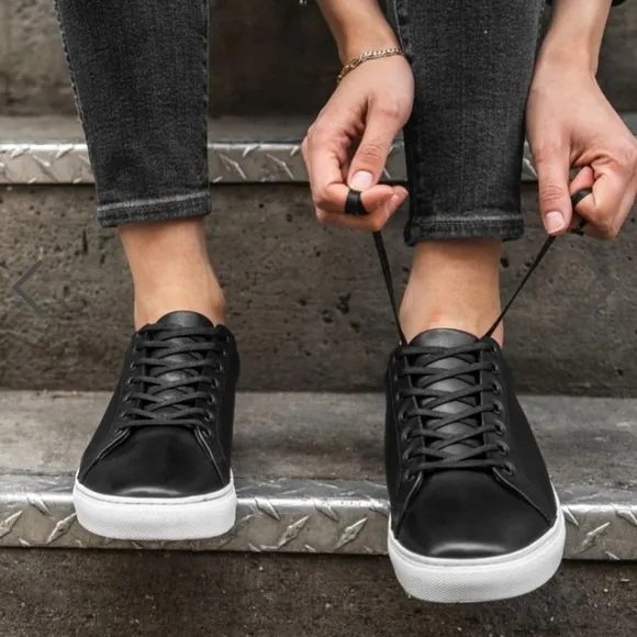 Thursday Everyday Premier Low Top BLACK Leather Sneakers Womens Size US 6.5