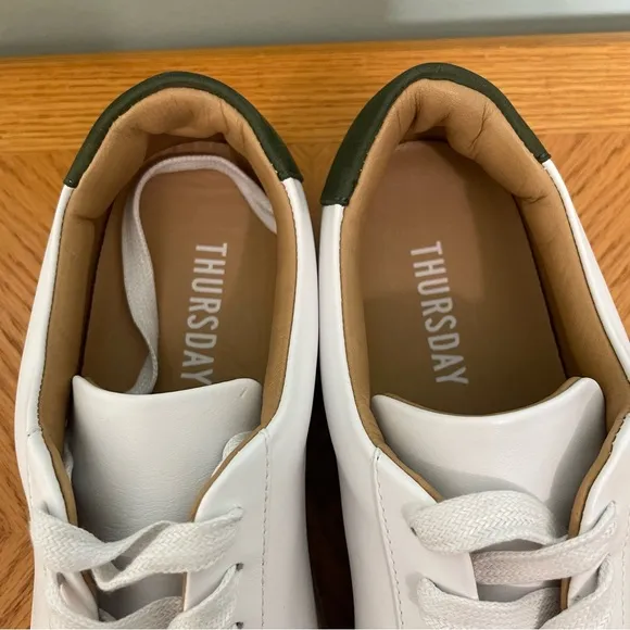 Thursday Everyday Women’s Legacy Sneakers White Green Leather Size 8 Gum Soles