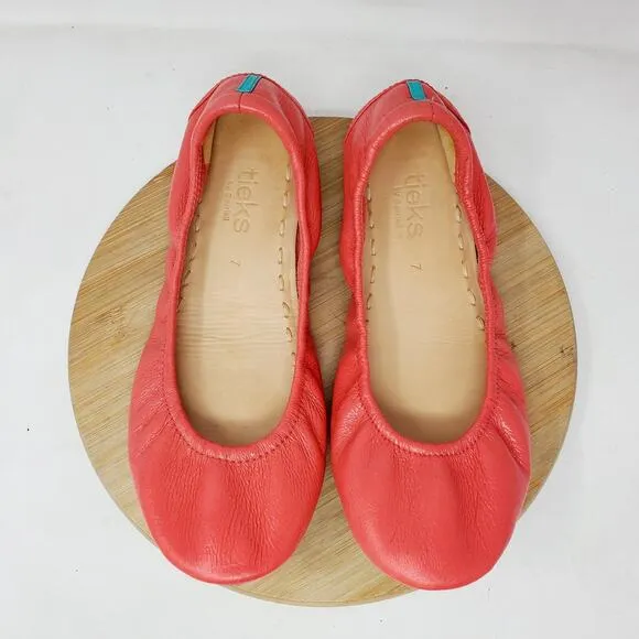 Tieks Ballet Flats Womens 7 Poppy Coral Round Toe Slip On Shoes