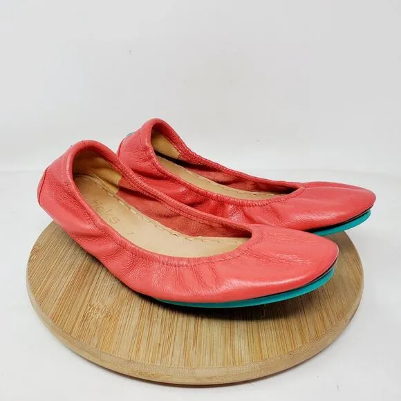 Tieks Ballet Flats Womens 7 Poppy Coral Round Toe Slip On Shoes