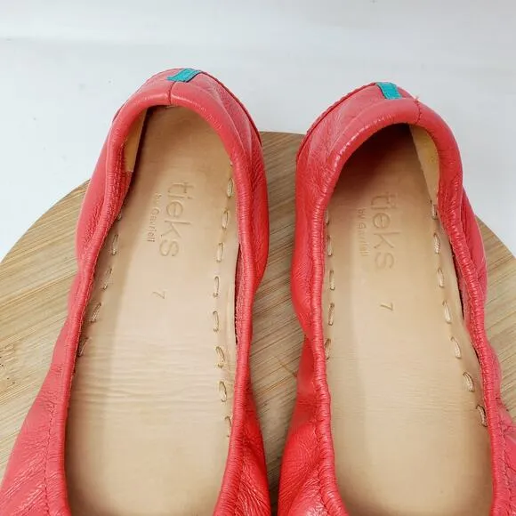 Tieks Ballet Flats Womens 7 Poppy Coral Round Toe Slip On Shoes