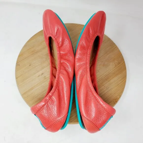 Tieks Ballet Flats Womens 7 Poppy Coral Round Toe Slip On Shoes