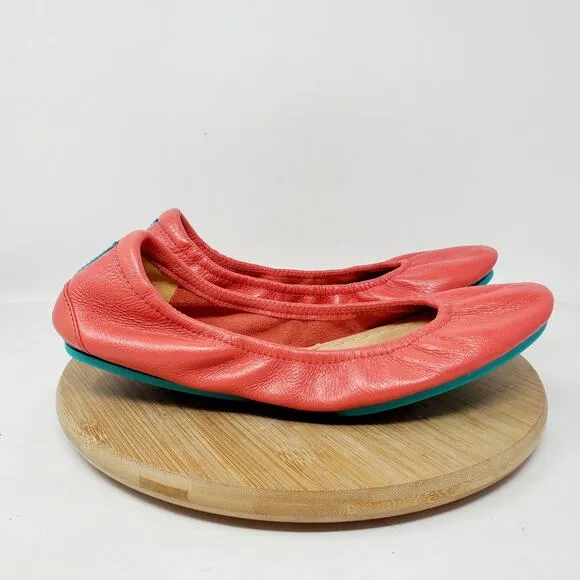 Tieks Ballet Flats Womens 7 Poppy Coral Round Toe Slip On Shoes