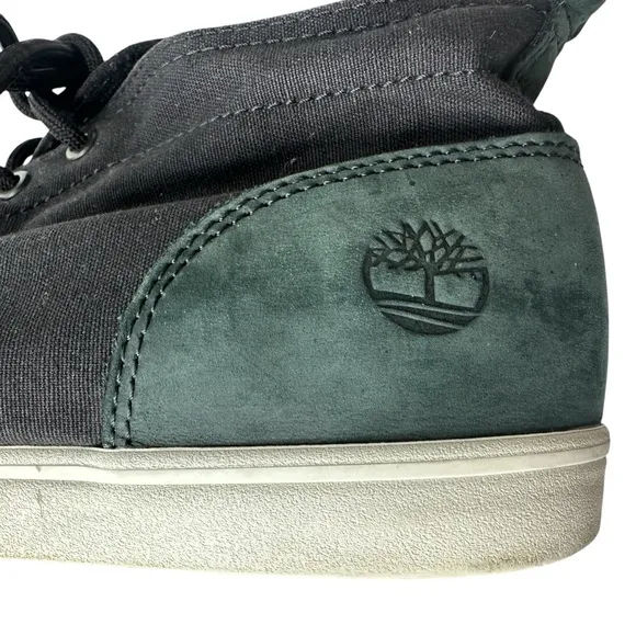 Timberland Newport Bay black canvas dark green suede men’s 10.5 chukka sneakers