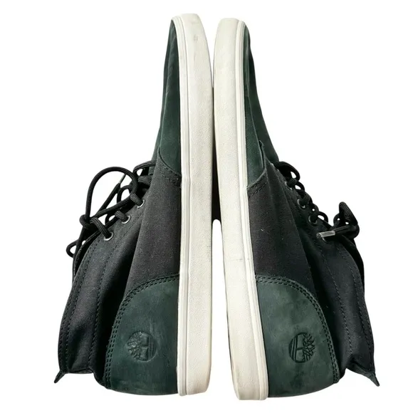 Timberland Newport Bay black canvas dark green suede men’s 10.5 chukka sneakers