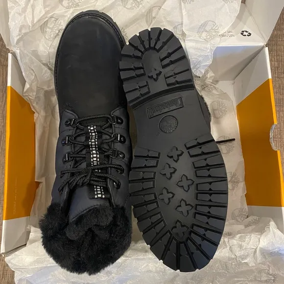 Timberland Premium 6 IN Warm Lined Black Ankle Boots Bootie Shoes Flats 8.5 NEW
