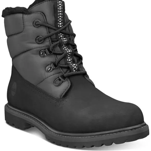 Timberland Premium 6 IN Warm Lined Black Ankle Boots Bootie Shoes Flats 8.5 NEW