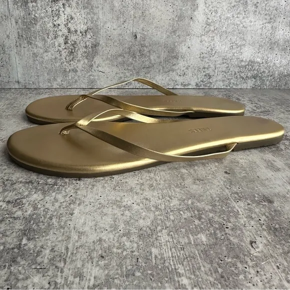 TKEES Lily Metallics Blink Gold Thong Sandals Size 11
