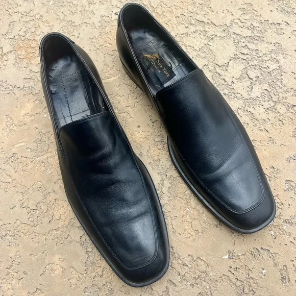 To Boot Adam Derrick Men's Black Leather Loafers Made in Italy Size 10.5