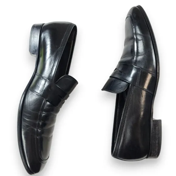 To Boot New York Adam Derrick Black Leather Penny Loafers Size 10.5