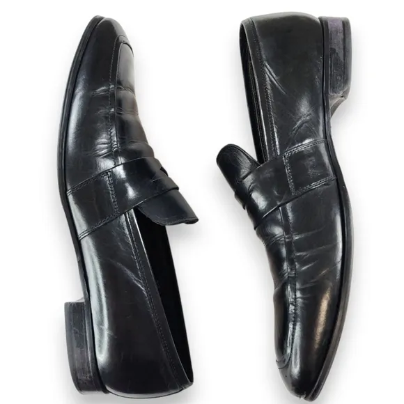To Boot New York Adam Derrick Black Leather Penny Loafers Size 10.5