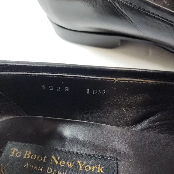 To Boot New York Adam Derrick Black Leather Penny Loafers Size 10.5