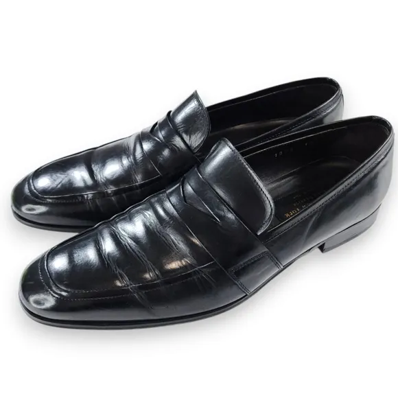 To Boot New York Adam Derrick Black Leather Penny Loafers Size 10.5