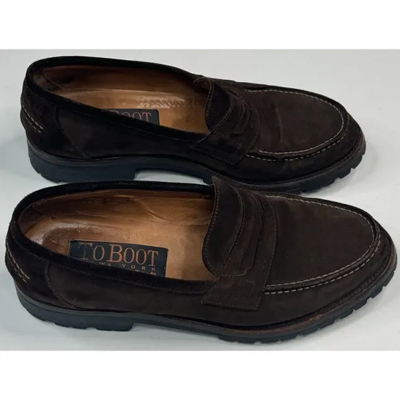 To Boot New York by Adam Derrick Dark Brown Suede Lug Sole Loafer Size 9.5