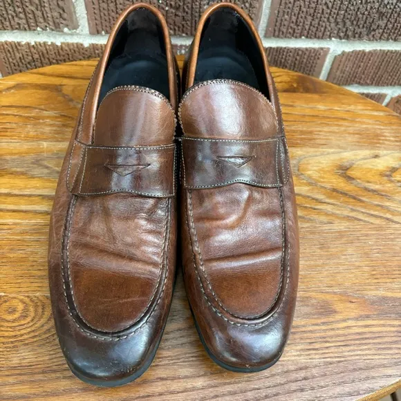 To Boot New York Mens Brown Leather Penny Loafers Size 10.5 Made in Italy.