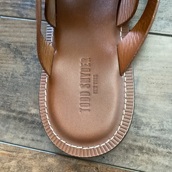 Todd Snyder Tuscan Leather Thong Crosscourt Sandals in Warm Cognac Sz 12