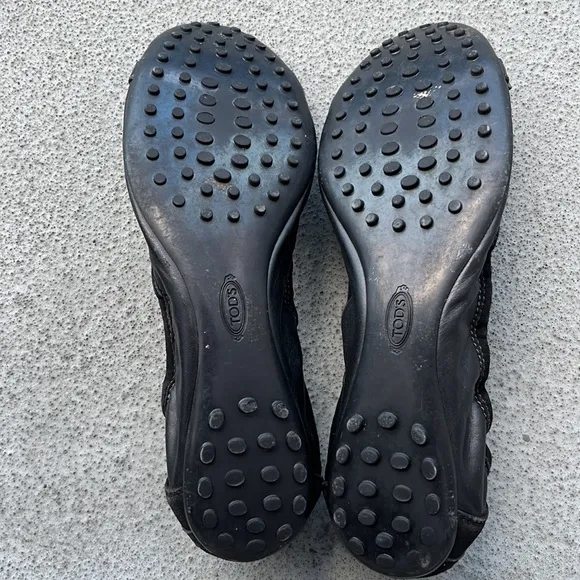 Tod’s “Dee” Black Patent Leather Buckle Ballet Flats