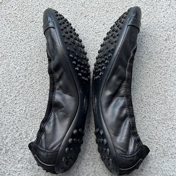 Tod’s “Dee” Black Patent Leather Buckle Ballet Flats