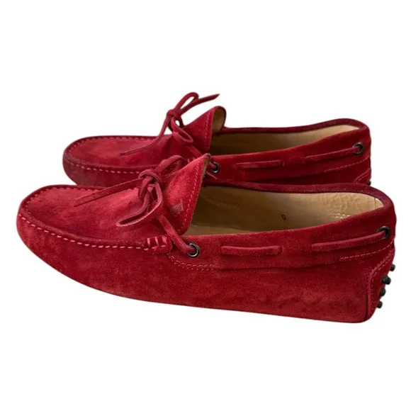 Tod’s Scuderia For Ferrari Suede Rosso Loafers Men’s Sz 8/Women’s Sz 9