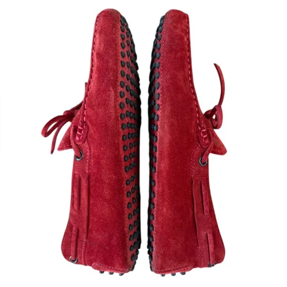Tod’s Scuderia For Ferrari Suede Rosso Loafers Men’s Sz 8/Women’s Sz 9