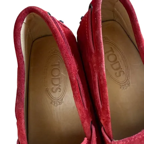 Tod’s Scuderia For Ferrari Suede Rosso Loafers Men’s Sz 8/Women’s Sz 9