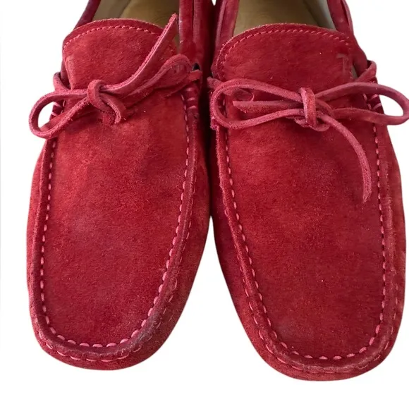 Tod’s Scuderia For Ferrari Suede Rosso Loafers Men’s Sz 8/Women’s Sz 9