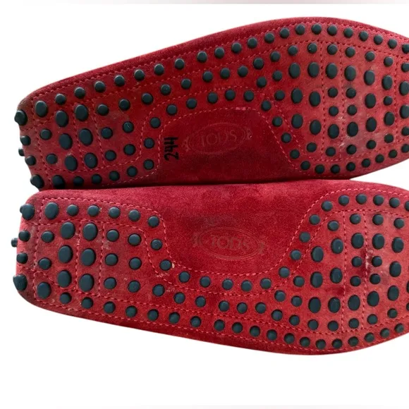 Tod’s Scuderia For Ferrari Suede Rosso Loafers Men’s Sz 8/Women’s Sz 9