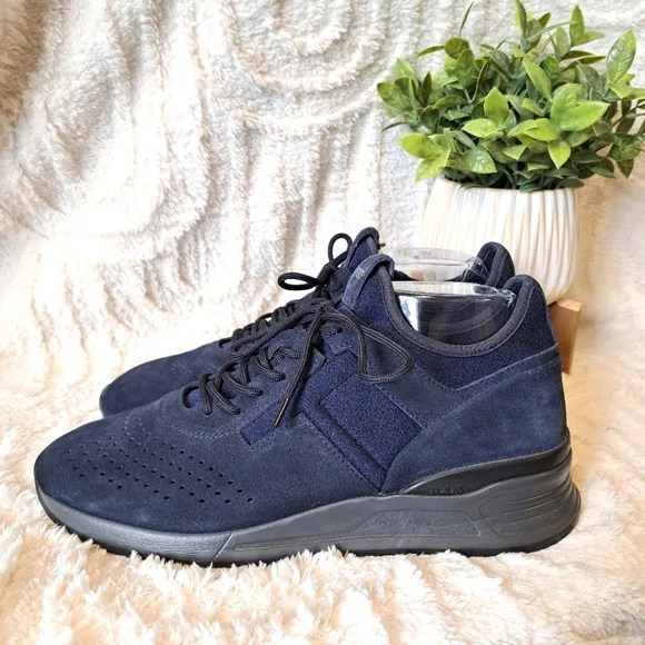 Tod's Sportivo Nubuck Neoprene Navy Blue Sneakers Suede Men's US Sz 8  NWOT $595