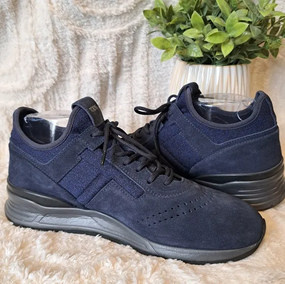 Tod's Sportivo Nubuck Neoprene Navy Blue Sneakers Suede Men's US Sz 8  NWOT $595