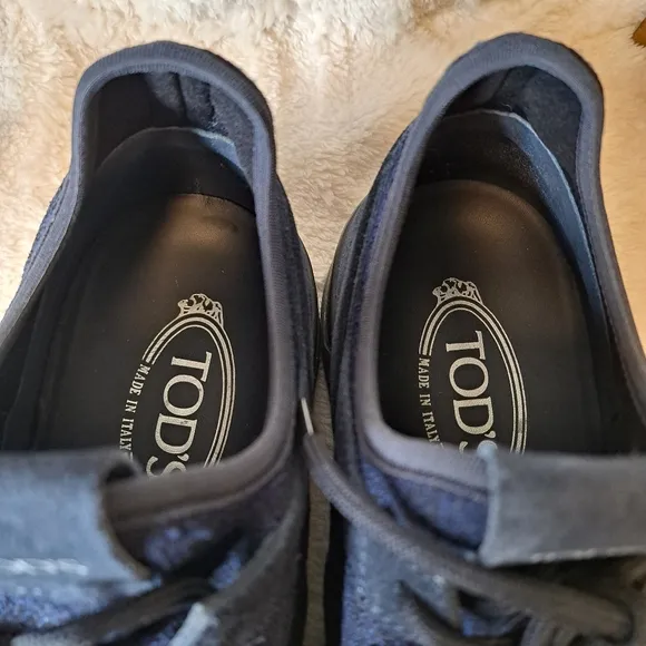 Tod's Sportivo Nubuck Neoprene Navy Blue Sneakers Suede Men's US Sz 8  NWOT $595