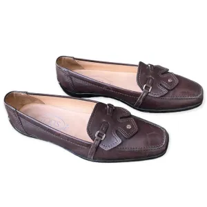 Tod’s Women’s Brown Leather Rubber Sole Loafers Sz 38.5