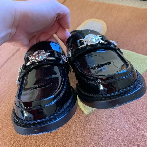 Toga Pulla Black Loafers CURRENT! patent leather 37 retail $525 EUC