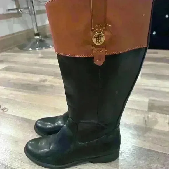 TOMMY HILFIGER two-tone wide calf Shano Riding Boots