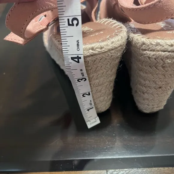 Toms Monica Slingback Espadrilles Leather Suede Wedge Size 8.5
