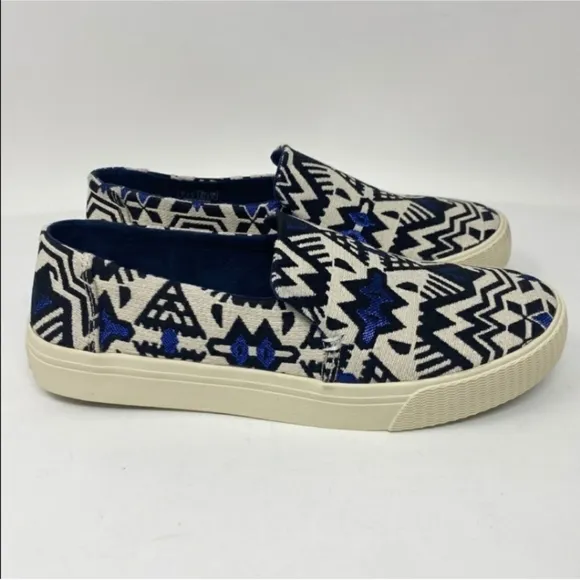 Toms Sunset Slip On Sneakers Stellar Blue Metallic Jacquard