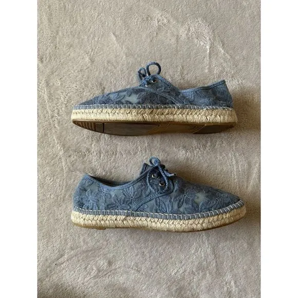 Toni Pons Origens Women's Size 6.5‎ Espadrille Sneakers Ecru Floral Embroidered