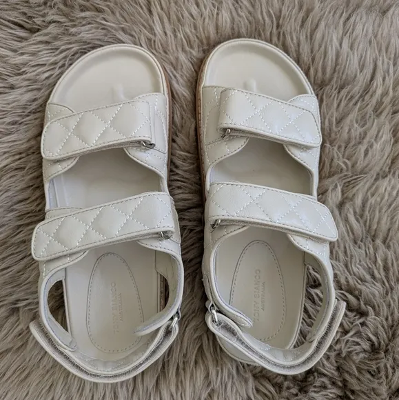 Tony Bianco Hiranni Vanilla Sheep Nappa Quilted Sandals
