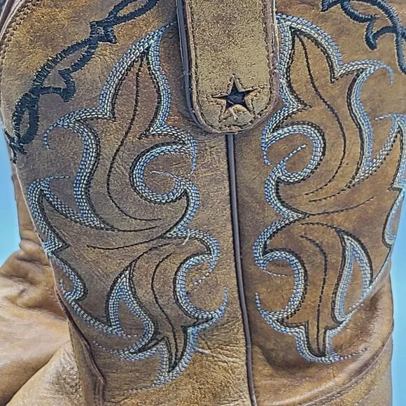 TONY LAMA Womens Boots Sz 6 TAN SANTA FE SNIP TOE WESTERN BOOTS MAHOGANY WELT